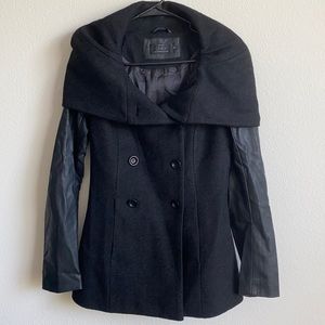 ONLY coat with faux leather sleeves (XS)
